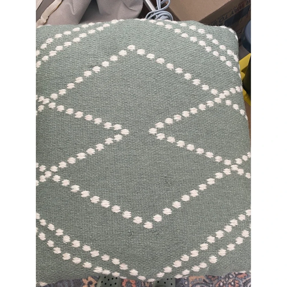 Set of 2 Crate & Barrel Sage Kilim Cotton Wool Blend Throw Pillow Covers 23x23